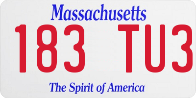 MA license plate 183TU3