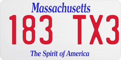 MA license plate 183TX3