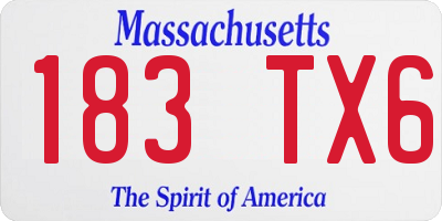 MA license plate 183TX6