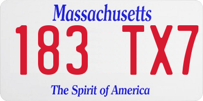 MA license plate 183TX7