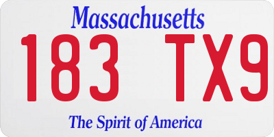 MA license plate 183TX9