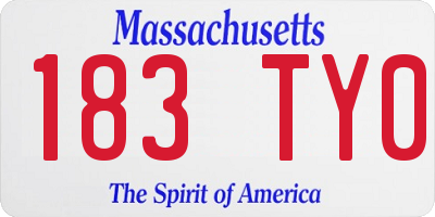 MA license plate 183TY0