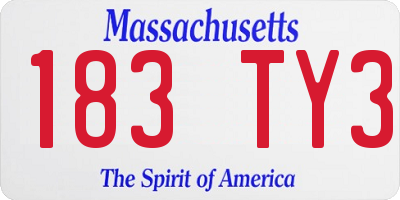 MA license plate 183TY3
