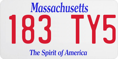 MA license plate 183TY5