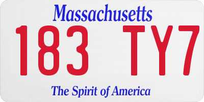 MA license plate 183TY7
