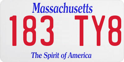 MA license plate 183TY8