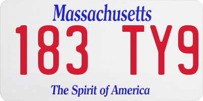MA license plate 183TY9