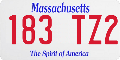 MA license plate 183TZ2