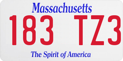MA license plate 183TZ3