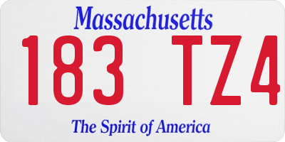 MA license plate 183TZ4