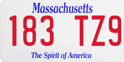 MA license plate 183TZ9