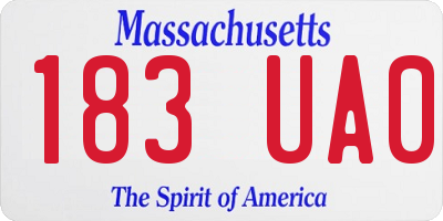 MA license plate 183UA0