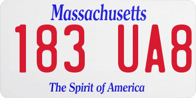 MA license plate 183UA8