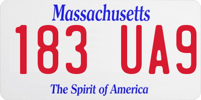 MA license plate 183UA9