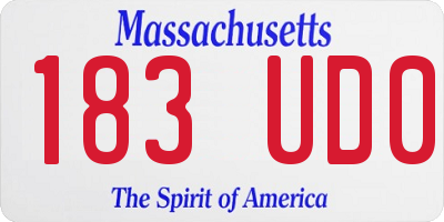 MA license plate 183UD0
