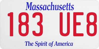 MA license plate 183UE8