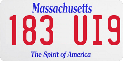 MA license plate 183UI9