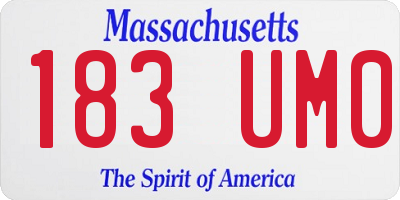 MA license plate 183UM0