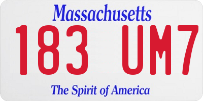 MA license plate 183UM7