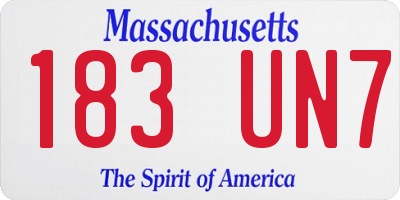 MA license plate 183UN7