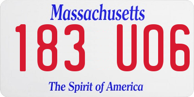 MA license plate 183UO6