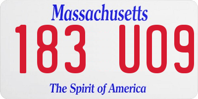 MA license plate 183UO9