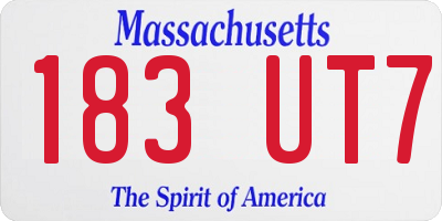 MA license plate 183UT7