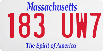 MA license plate 183UW7