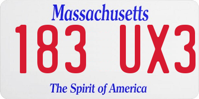 MA license plate 183UX3