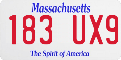 MA license plate 183UX9