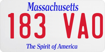 MA license plate 183VA0