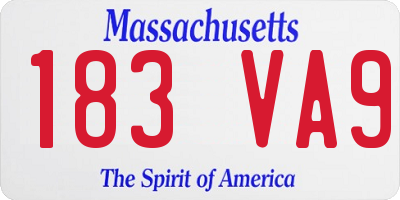 MA license plate 183VA9