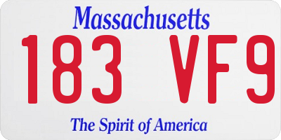 MA license plate 183VF9