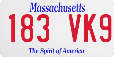 MA license plate 183VK9