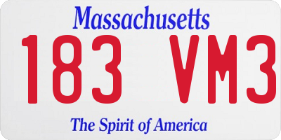 MA license plate 183VM3