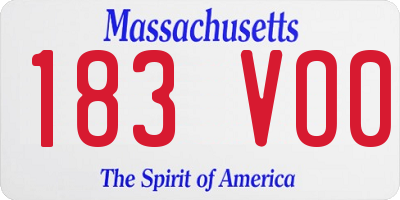 MA license plate 183VO0