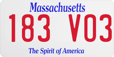 MA license plate 183VO3