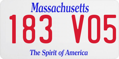 MA license plate 183VO5