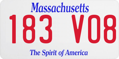 MA license plate 183VO8