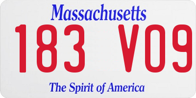 MA license plate 183VO9