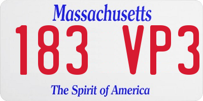 MA license plate 183VP3