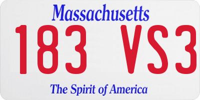 MA license plate 183VS3
