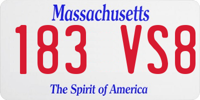 MA license plate 183VS8