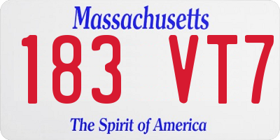 MA license plate 183VT7