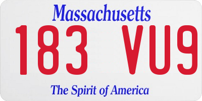 MA license plate 183VU9