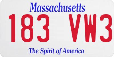 MA license plate 183VW3