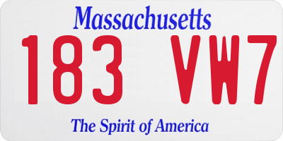 MA license plate 183VW7