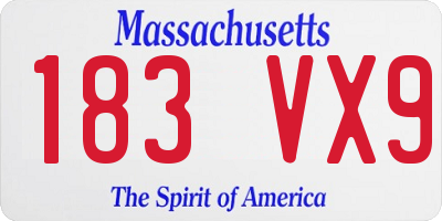 MA license plate 183VX9