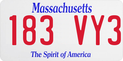 MA license plate 183VY3
