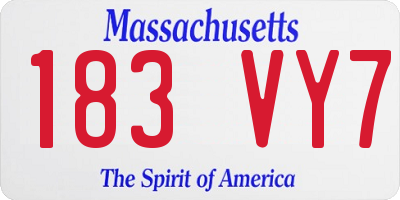 MA license plate 183VY7